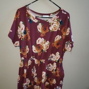 Reborn J Burgundy Floral Dress w/ Pockets